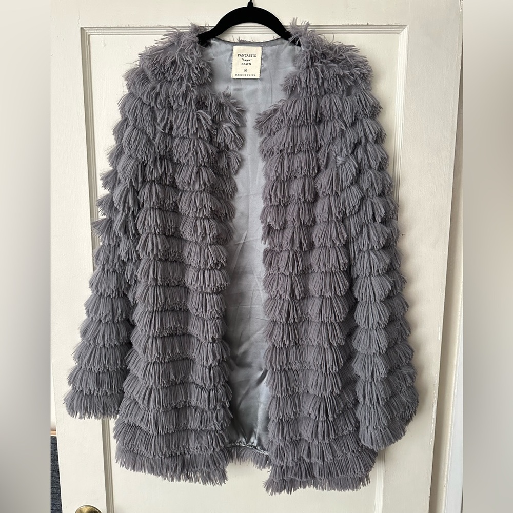 Gray Fringe Coat